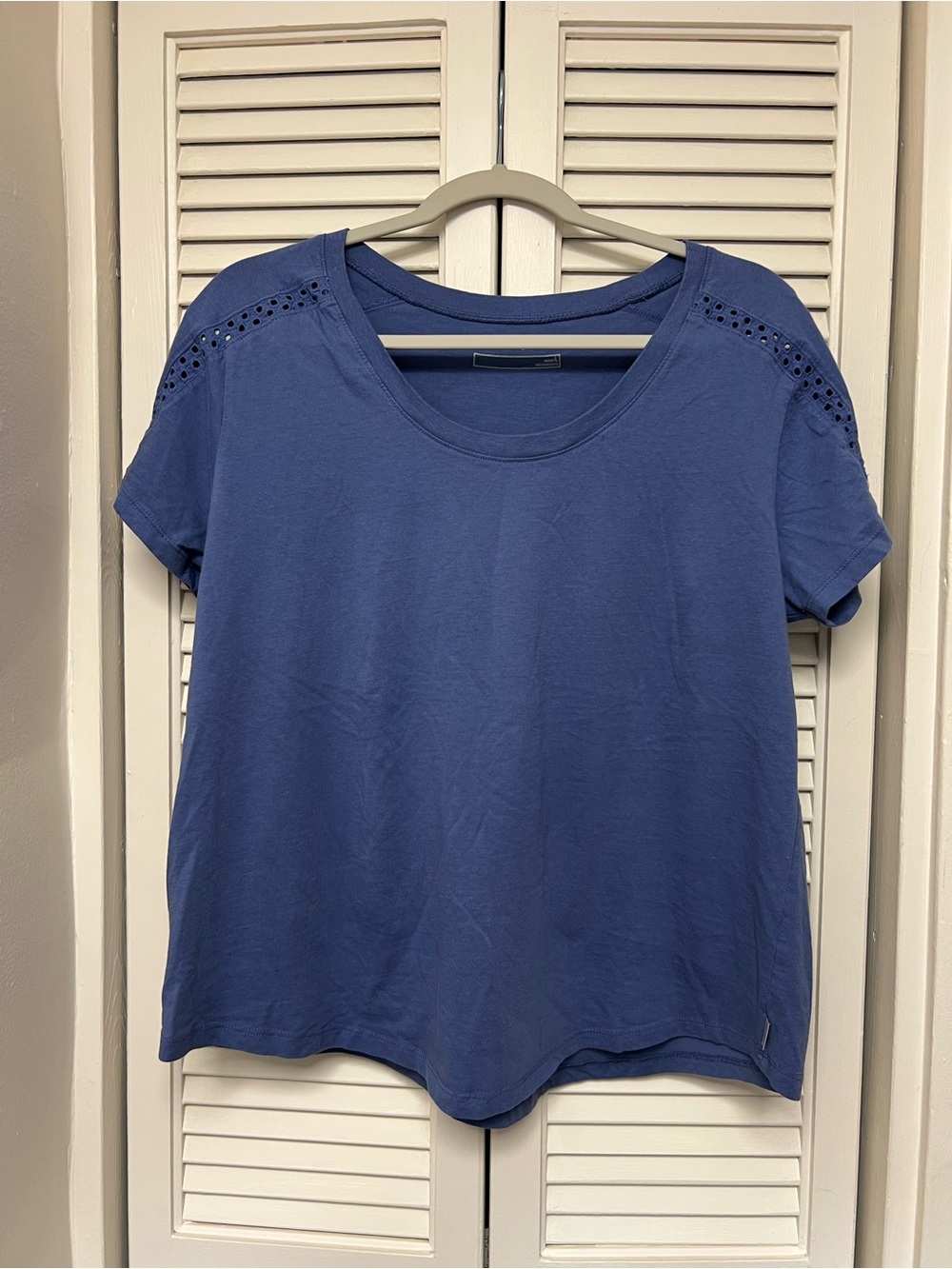 Eddie Bauer Periwinkle Eyelet-Shoulder Scoop Tee